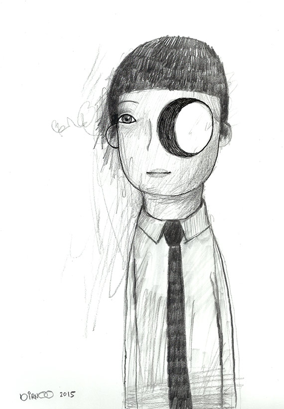 Man with a hole in the face